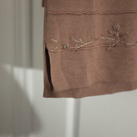 City Trend camel three quarter sleeves embroidered cotton blend cardigan 1x - Picture 5 of 8